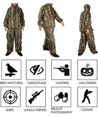 Men's DoCred Ghillie Suit - Lightweight Camouflage Hunting Suit 3D Leaf XL or XXL - Buy Online on SooperMarket.com