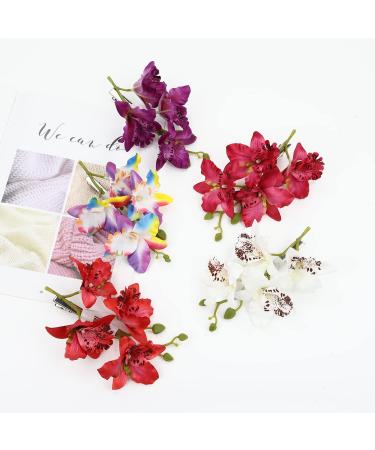 8 Pack Artificial Orchid Flower Hair Clips - Tropical Floral Barrettes for Women - Wedding Bridal Hair Accessories - Buy Online on SooperMarket.com