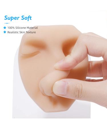 Soft Silicone Face Model with Stand for Professional Suture, Piercing, and Acupuncture Practice - Buy Online on SooperMarket.com