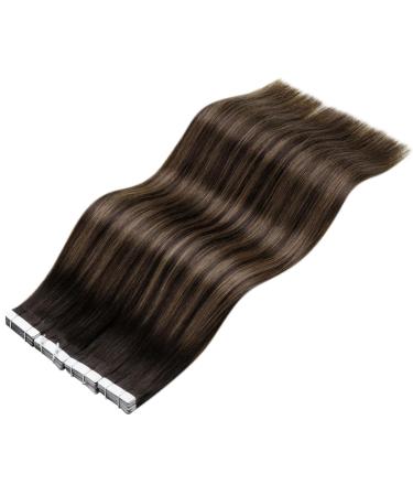 Buy Laavoo 55cm Brown Ombre Tape-In Real Hair Extensions - 20pcs Remy Balayage #2/8/2 | Invisible 50g - Buy Online on SooperMarket.com