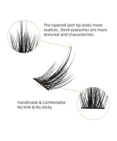 D Curl Cluster Lashes Kit - 14 Pairs / 196 PCS DIY Eyelash Extension Segments (Devil 02-D) - Buy Online on SooperMarket.com