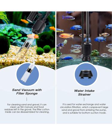 AQQA Electric Aquarium Gravel Cleaner 6-in-1 | 320GPH 20W Automatic Fish Tank Cleaning Tool | Suitable for Water Changes, Sand Washing, and Water Filtration - Buy Online on SooperMarket.com