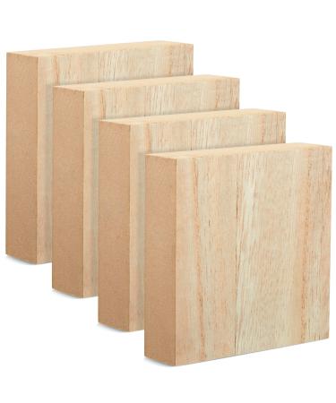 Unfinished MDF Wood Blocks for Crafts 1 in Thick Wooden Square Blocks (4x4 in 4 Pack)