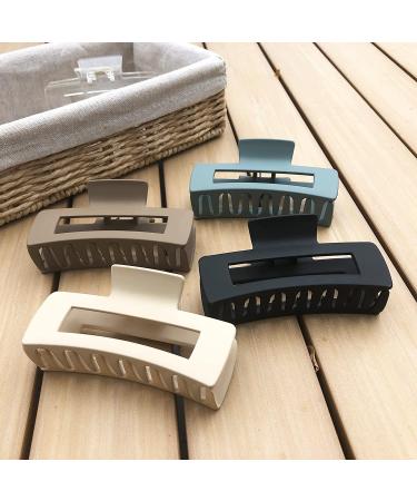 Nalodu Rectangle Hair Claw Clips - 4 Inch Matte Clear No Slip Big Jaw Clip - 6 Pack for Thick Hair Women and Girls - Buy Online on SooperMarket.com