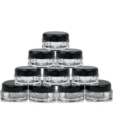 Beauticom (12 Pieces 5G/5ML Clear Square Jars with Black Lids for Acrylic Powder Rhinestones Charms and Other Nail Accessories - BPA Free