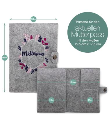 Cozy Racoon Mutterpass Cover - Pink Felt Hexagon | Made in Germany | Personalized Gift for Pregnant Mothers | Includes Pockets for Insurance Card & Ultrasound Images - Buy Online on SooperMarket.com