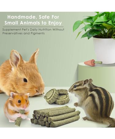 Erkoon 24-Piece Rabbit & Small Pet Toys Set | Dental Care Timothy Hay Sticks Carrots & Rose Grass Cake - Ideal for Rabbits Guinea Pigs Hamsters & Chinchillas - Buy Online on SooperMarket.com