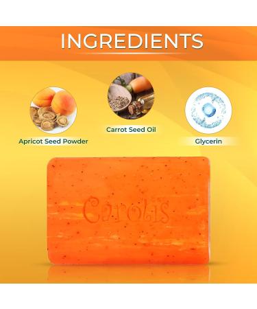 CAROT S Exfoliating Soap 200g/7.1 oz - Skin Brightening & Moisturizing Bar with Carrot Oil & Vitamin A - Buy Online on SooperMarket.com