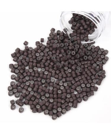 Vlasy 400 Pcs Silicone Micro Rings for I Tip Hair Extensions 5mm Micro Nano Beads Micro Links Hair Beads (Brown) Micro-5mm-400Pcs Brown