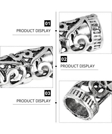 Hair 6pcs Dreadlocks Rings Hair Tube Hollow Out Hair Cuffs Hair Accessories Hair Tube Jewelry Silver - Buy Online on SooperMarket.com