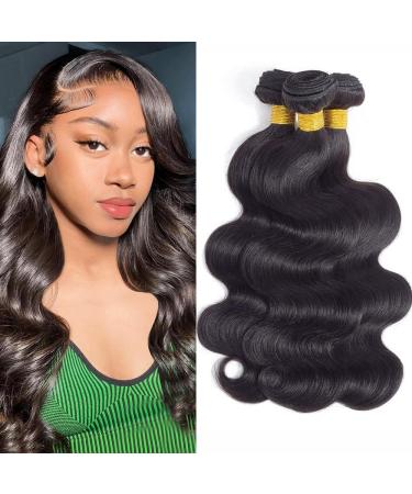 8a Grade Brazilian Body Wave Bundles Virgin Hair 3 Bundles 100% unprocecious virgin Brazilian Human Hair Weaven Hair Extensions Nature Black Color (8 10 12inch)