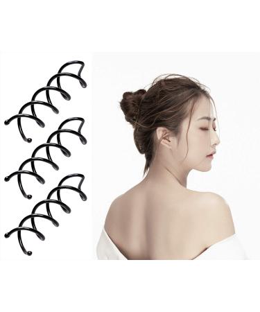 Mini Skater 4Pcs Spiral Hair Pin Spin Twist Set - 1.88 inch Black - Women/Girl DIY Hair Style - Buy Online on SooperMarket.com