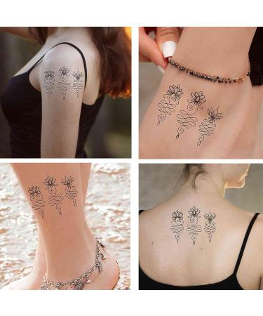 Dopetattoo 6 Sheets Temporary Lotus Unalome & Flower Fake Tattoos for Women Men - Neck, Hand, Arm, Chest - Buy Online on SooperMarket.com