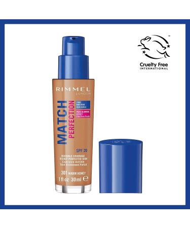 Rimmel Match Perfection Foundation 301 Warm Honey - Flawless Coverage for All Skin Tones - Buy Online on SooperMarket.com