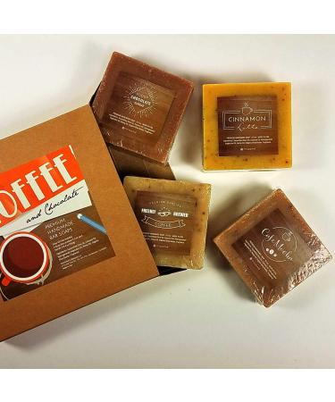 Handmade Coffee & Chocolate Scented Bar Soap Gift Set - 4 Full Size Natural Soaps with Olive Oil & Shea Butter - Perfect for All Skin Types - International Shipping Available - Buy Online on SooperMarket.com