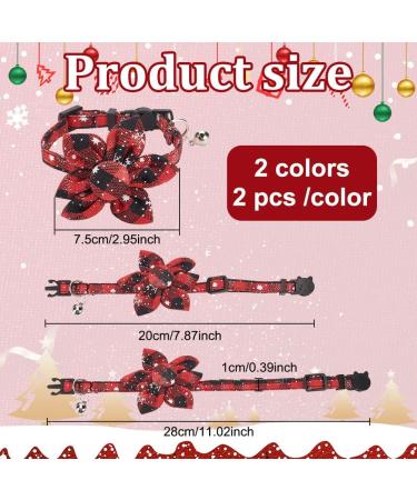 Webeedy Christmas Cat Neckbands - 4 Adjustable Breakaway Collars with Flower & Bell 18-28 cm Holiday Gifts for Cats - Buy Online on SooperMarket.com