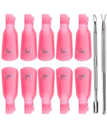Nail polish remover tools set 10 PCs nail polish remover clips and 2 pcsectared cutel skin trimmer nail polish lean remote tools kit pink