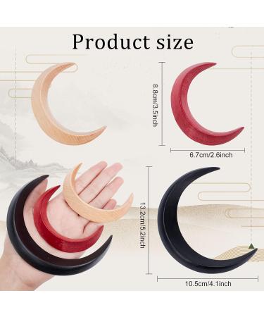 WEBEEDY 3-Color Hand Carved Crescent Moon Hair Fork for Women Wood Moon Hairpin Barrette Hair Stick Hair Comb Thick Hair Styling Accessories (Red Black Log Color) - Buy Online on SooperMarket.com