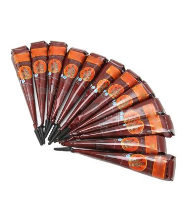 12PCS Temporary Tattoo Paste Cones Brown India Hand Painting Drawing Paste Lasting 5 7 Days