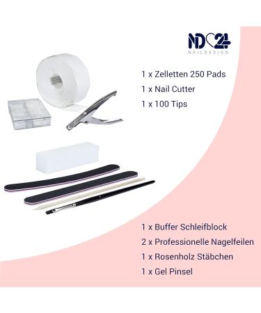 ND24 NAILDESIGN Geln gel Starter Set - Basic French LED Gel Kit with Lamp & Accessories | Vegan & Made in Germany | Perfect for Beginners - Buy Online on SooperMarket.com
