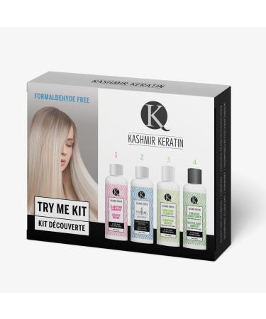 Hair TRY ME KIT KERATIN SMOOTHING TREATMENT Straightening System with Organic Botanicals Formaldehyde-Free for Strength Smoothness and Shine. 0% Formaldehyde 4 Products 3.38 FL.Oz