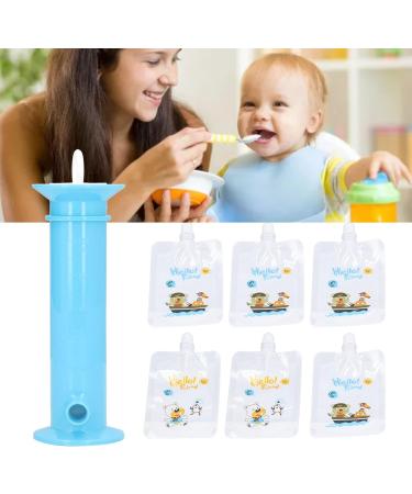 Squeeze Station 7pcs Baby Food Pouch Maker with Reusable Pouches - Portable DIY Fruit Puree Filler for Infants & Toddlers - Blue, Perfect for Outdoor Travel & Kindergarten - Buy Online on SooperMarket.com