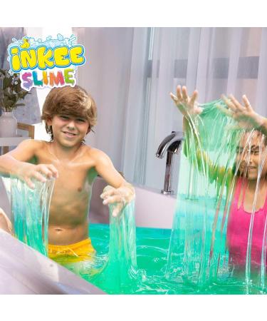 Inke Bath Slime Dino Set - 10x100g Neon Green Bathing Powder with Vitamin E & Cola Aroma - Gigantic Glibber Mucus Fun for Kids - Buy Online on SooperMarket.com