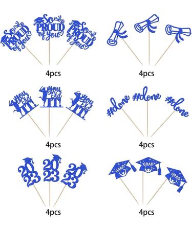 Pack of 24 Graduation Cake Decorations Graduation Cupcake Toppers Graduation Cake Decorations Cake Toppers for Graduation Parties Graduation Proms Dark Blue - Buy Online on SooperMarket.com
