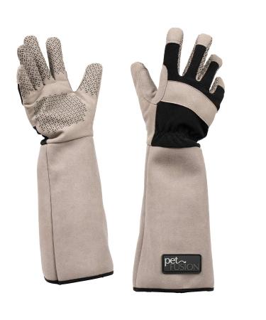 PetFusion Multipurpose Pet Glove for Grooming, Trips to Vet, Handling. Puncture & Scratch Resistant, Water Resistant. 12 Month Warranty for Manufacturer Defects Medium (Pack of 1) Grey
