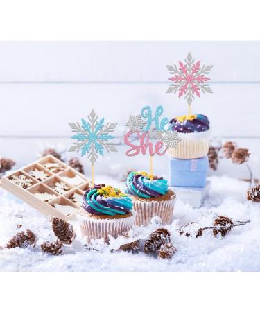 24Pcs Silver Glitter Snowflake Cupcake toppers winter decorations (B/G) - Buy Online on SooperMarket.com