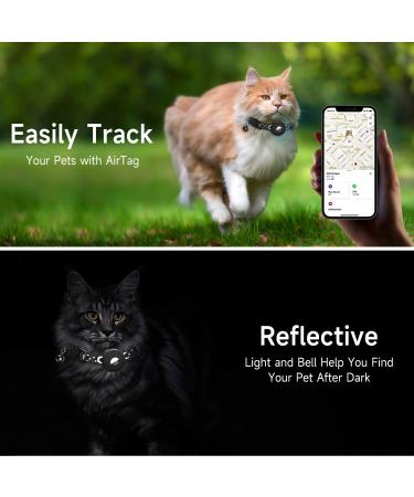 JARDILIFE 2-Pack Airtag Cat Collar Refective Collar for Cat with Safety Buckle and Waterproof Air Tag Holder Cat Airtag Collar Compatible with Apple Airtag for Kittens and Puppies-Black&Black - Buy Online on SooperMarket.com