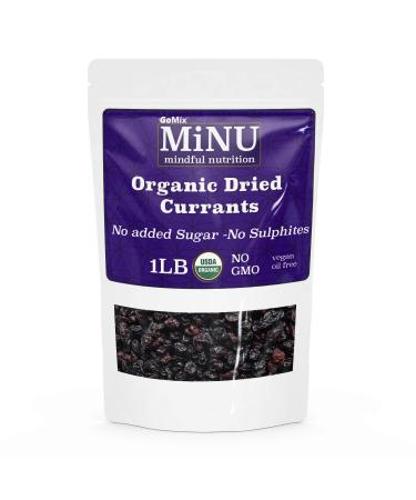 MiNU Organic Raw Zante Black Currants (16 oz (1 lb) #1 Paleo snack Seedless, MiNU Mindful Nutrition, No Sulfur, No Added Sugar, Dried, Superfood, Raw, Paleo, Vegan, NonGMO, Gluten Free gomix