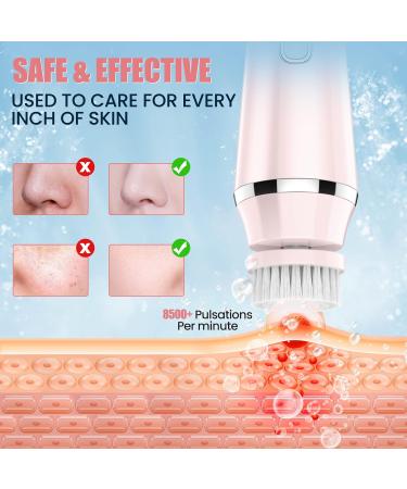 4 in 1 Facial Cleansing Brush - Electric Face Spin Brush with 4 Replacement Heads for Cleaning Exfoliating Massaging (Pink) - Buy Online on SooperMarket.com