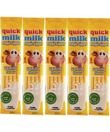 Quick Milk Vanilla - 5 Bags with 5 Magic Milk Drinking Straws Each | International Shipping Available - Buy Online on SooperMarket.com