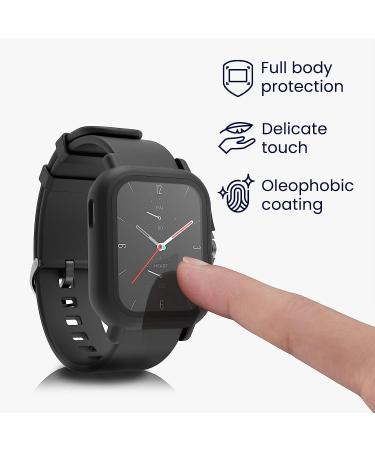 kwmobile 2-Pack Black/Green Cover for Huami Amazfit GTS 2 - Tempered Glass with Plastic Frame - Buy Online on SooperMarket.com