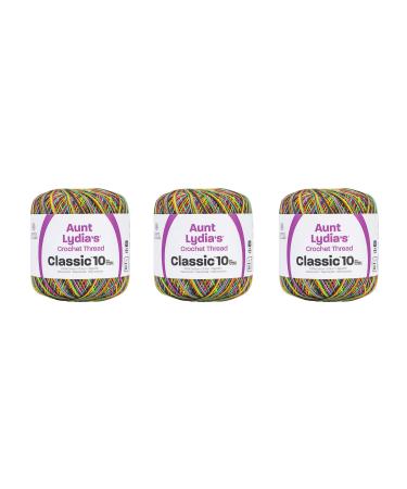 Aunt Lydia Classic Blacklight Crochet - 3 Pack of 300y/274m - Cotton - Gauge 10 - Crochet 300 Yards Blacklight