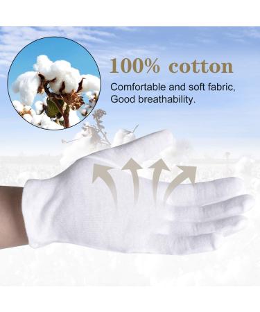 100% Cotton Gloves - 6 Pairs White Moisturizing Gloves for Women | Eczema Relief & SPA Use - Ideal for Jewelry Inspection & Archival Work - One Size Fits All - Buy Online on SooperMarket.com