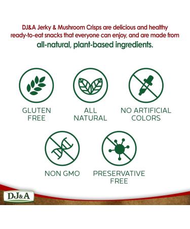 DJ&A Vegan Jerky & Mushroom Crisps Variety | 5 Pack by Broadway Candy | Vegan Snacks | Gluten Free Non-GMO - Buy Online on SooperMarket.com