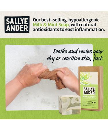 SALLYEANDER Milk & Mint Swirl Soap - 5oz Bar | Naturally Antibacterial & Hypoallergenic Handmade Skincare - Buy Internationally - Buy Online on SooperMarket.com