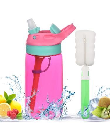 Ainiv Sippy Cup 480ML/16OZ Kids Drink Bottle with Straw Toddler Water Bottle Leak-Proof BPA-Free for Home School Outdoor Red(Cleaning Brush Included)