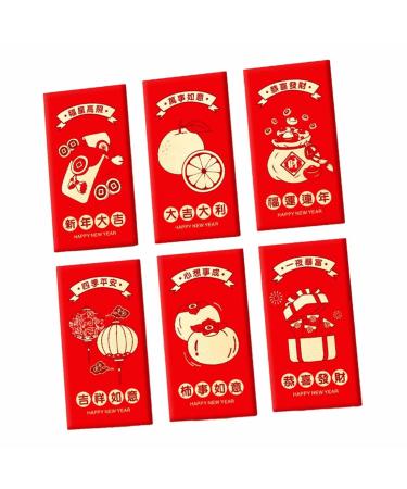 Generic 6pcs 2024 Chinese New Year Red Envelopes Big Red Packet Money Pockets Dragon Hong Bao Spring Festival Style C