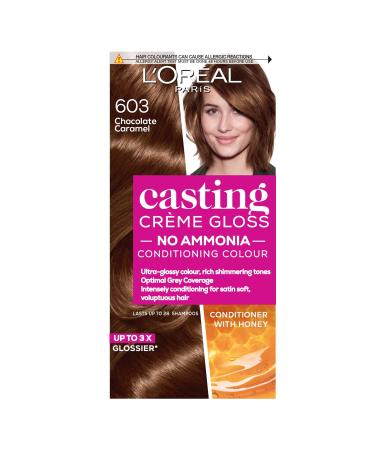 L Or al Paris Ammonia Free Semi-Permanent Hair Dye 603 Chocolate Caramel Glossy Hair Colour Natural Looking Finish For up to 28 Shampoos Casting Cr me Gloss 1 Application 603 Chocolate Caramel 1 Count (Pack of 1)