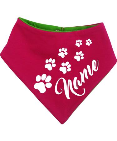 Both-sided multicolor dogs turning cloth (FB: pink-lime) (size.1-HU 27-30 cm) with the name of your animal size 1-neck circumference 27-30 cm pink lime-lime