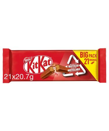 Kit Kat Milk 2 Finger Chocolate Biscuit Bars Multipack 21 x 20.7 g (Pack of 2)