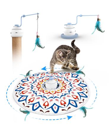 Tyasoleil Interactive Cat Toys 3 in 1 Smart Cat Toys Motorized Wand Kitten Toys Automatic Cat Toy - 3 Modes Cat Toys for Indoor Cats Adult Upgrade Motor Electronic Cat Feather Toy Orange