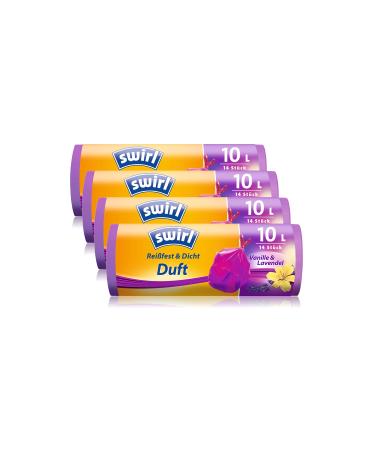Swirl scented garbage bag vanilla-lavender with drawstring 10 liters 4 rolls with 14 bags 10 liters each (40 x 40 cm)