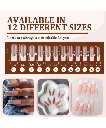 24PCS Long French False Nails Square - Matte Nude White Full Cover Press on Nails for Women Girls - Jelly Glue Included - Buy Online on SooperMarket.com