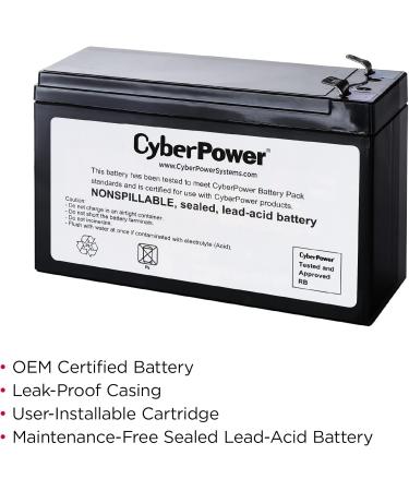 CyberPower RB1280A UPS Replacement Battery Cartridge | Maintenance-Free User Installable 12V/9Ah | Fast International Shipping - Buy Online on SooperMarket.com