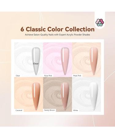 Saviland 6 Colors Acrylic Nail Kit - Professional Acrylic Powder Set for Strong Acrylic Nails - Basic Nudes Color Palette - 6x15g - Buy Online on SooperMarket.com