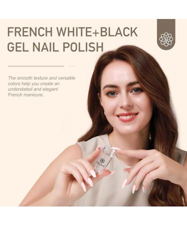 Saviland French Tip Nail Stamper Kit with Black+White Stamping Gel Polish - DIY French Manicure Set - Buy Online on SooperMarket.com